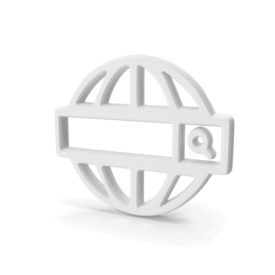 Cono de globo terráqueo con barra de búsqueda