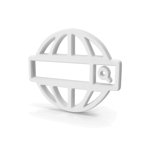 Cono de globo terráqueo con barra de búsqueda