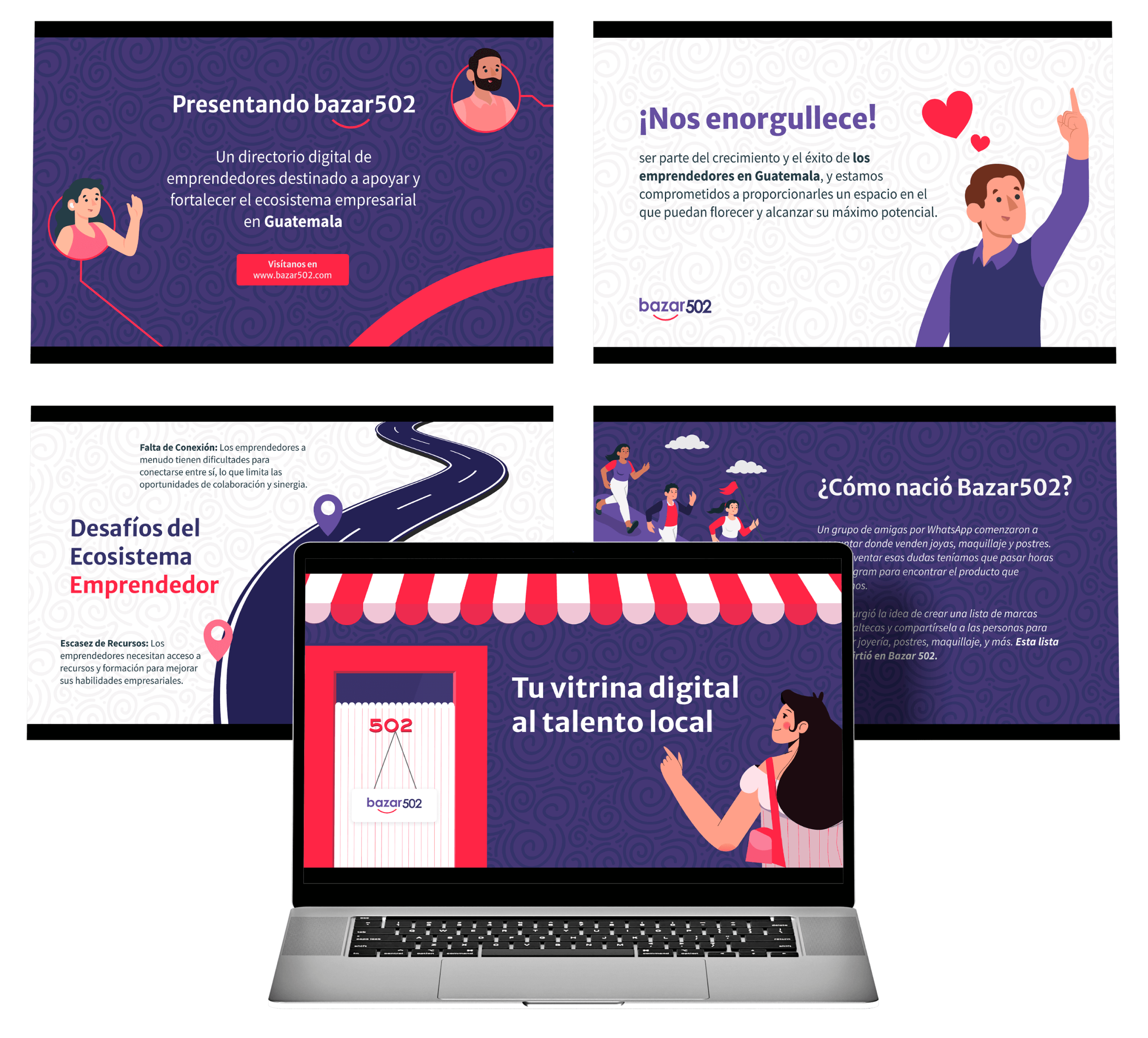 Presentaciones corporativas - "Material promocional de Bazar502 destacando emprendedores locales