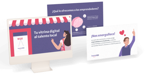 Brochure digital empresarial - Material promocional de Bazar 502 con mensajes para emprendedores