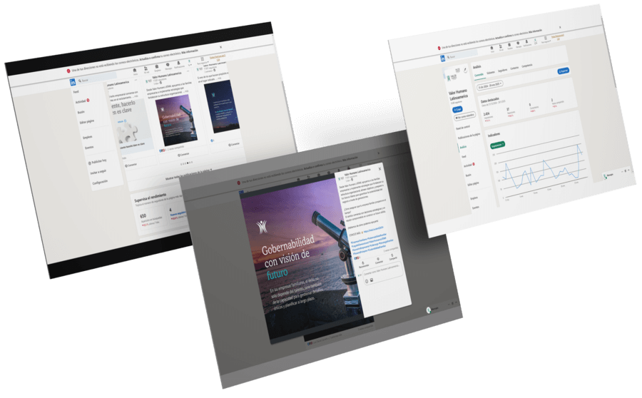 Capturas de pantallas con análisis y publicaciones digitales