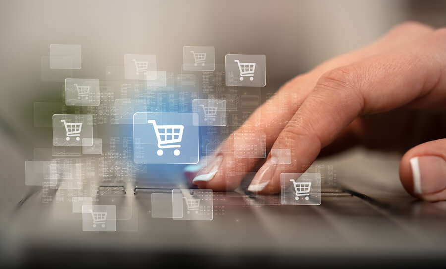 Compra en línea con carrito de compras digital.
